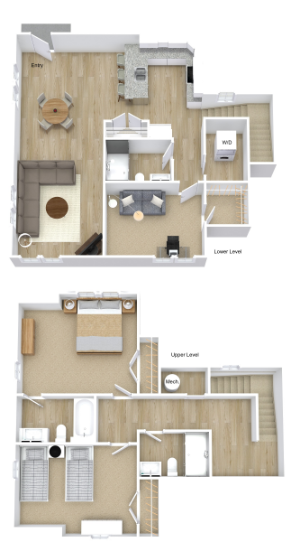 Floor plan for 3 beds, 3 baths, 1502 sqft